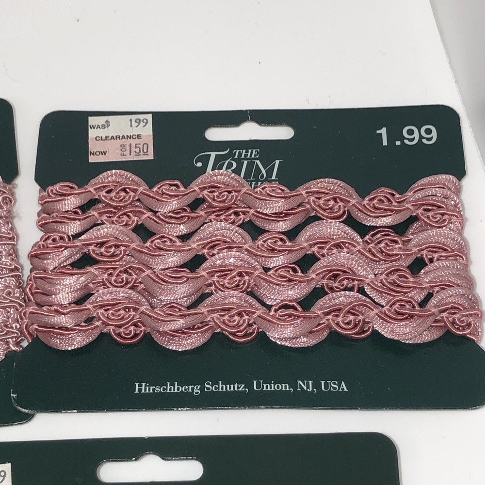Lot 5 New Decorative Trim Hirschberg Schutz 6 Ft Ea Mauve Gold Black Swirl Braid - Picture 5 of 9
